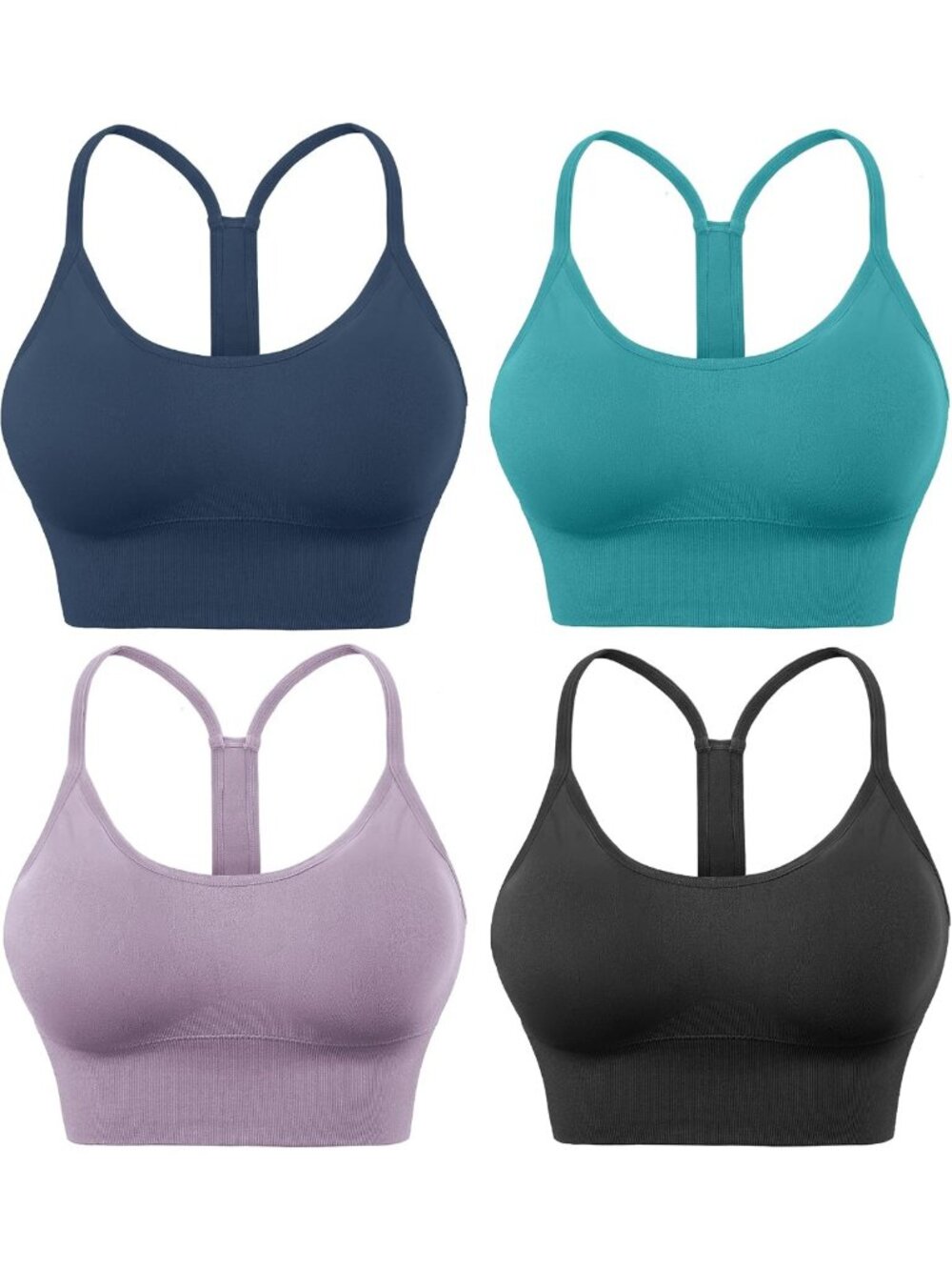 Seamless Padded Racerback Sports Bra for Women, Low Impact Cropped Workout Top